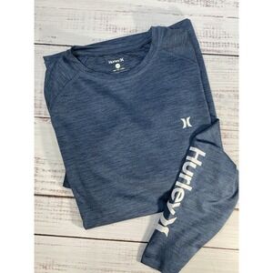 Hurley Men's Quick Dry Shirt Blue Polyester/Spandex LS Mens Small /Boys Large